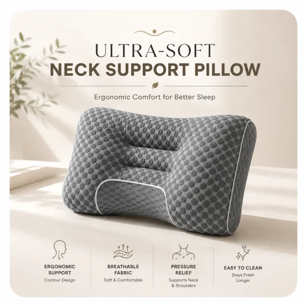 Ultra-Soft Ergonomic Neck Support Pillow,