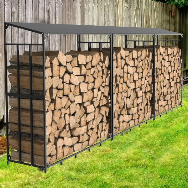 Heavy Duty Tall Metal Firewood Rack Stand
